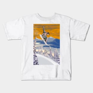 Retro style Snowboard poster art Kids T-Shirt